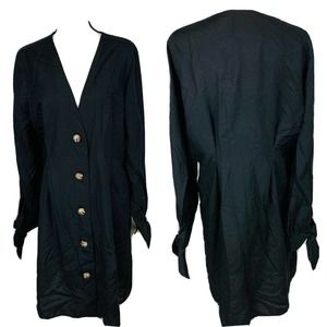 Asos Black Button Front Tie Sleeve Dress